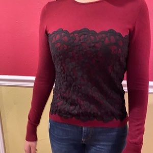 Ann Taylor Burgundy Crew Neck Sweater